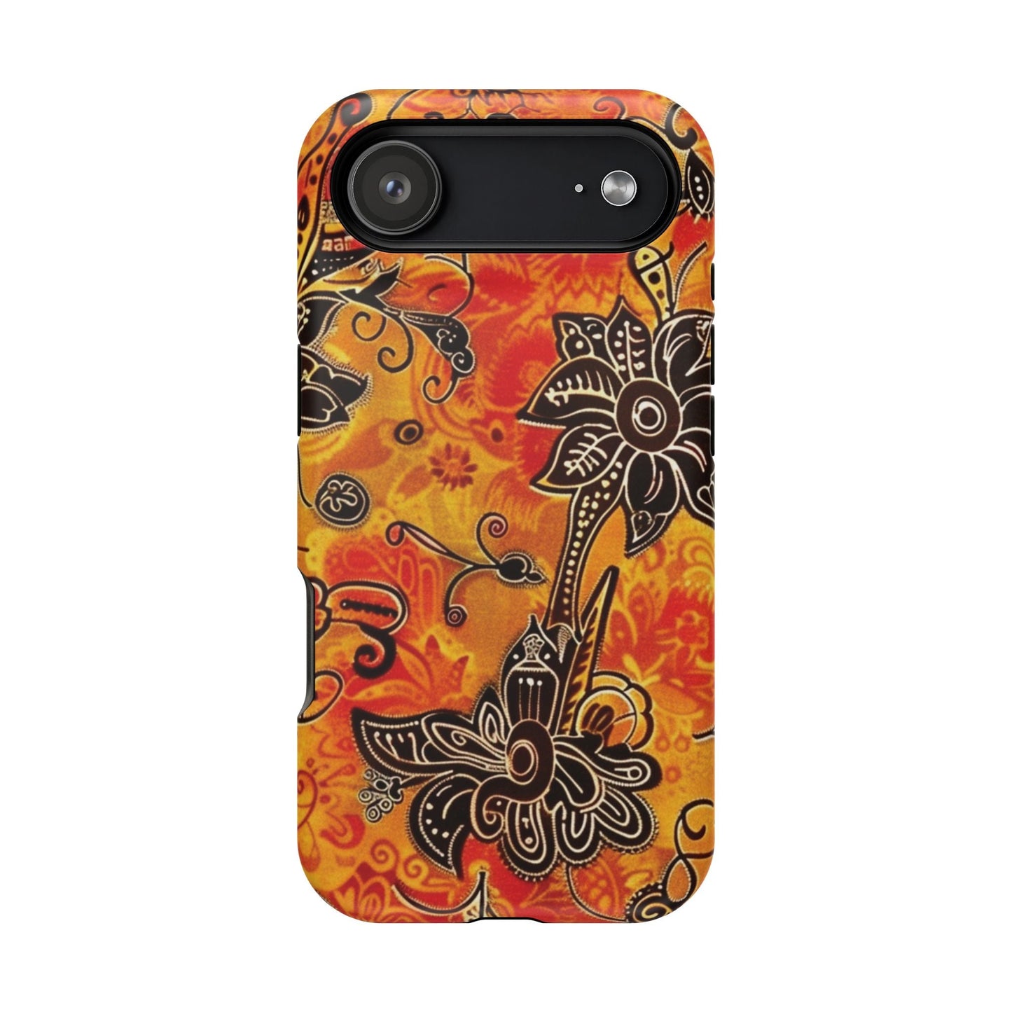 Floral Boho Magnetic Impact Phone Case — Orange Paisley Protecting Cover - DIGITAL X