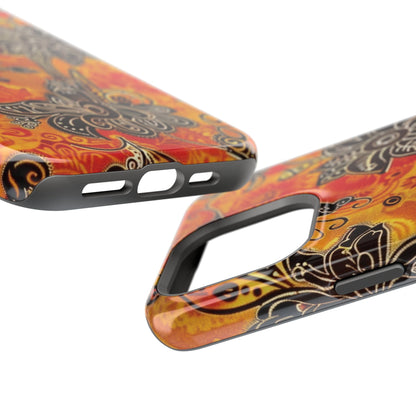 Floral Boho Magnetic Impact Phone Case — Orange Paisley Protecting Cover - DIGITAL X