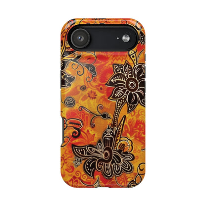 Floral Boho Magnetic Impact Phone Case — Orange Paisley Protecting Cover - DIGITAL X
