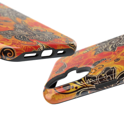 Floral Boho Magnetic Impact Phone Case — Orange Paisley Protecting Cover - DIGITAL X