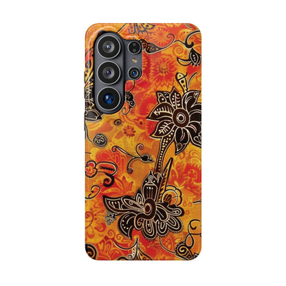 Floral Boho Magnetic Impact Phone Case — Orange Paisley Protecting Cover - DIGITAL X