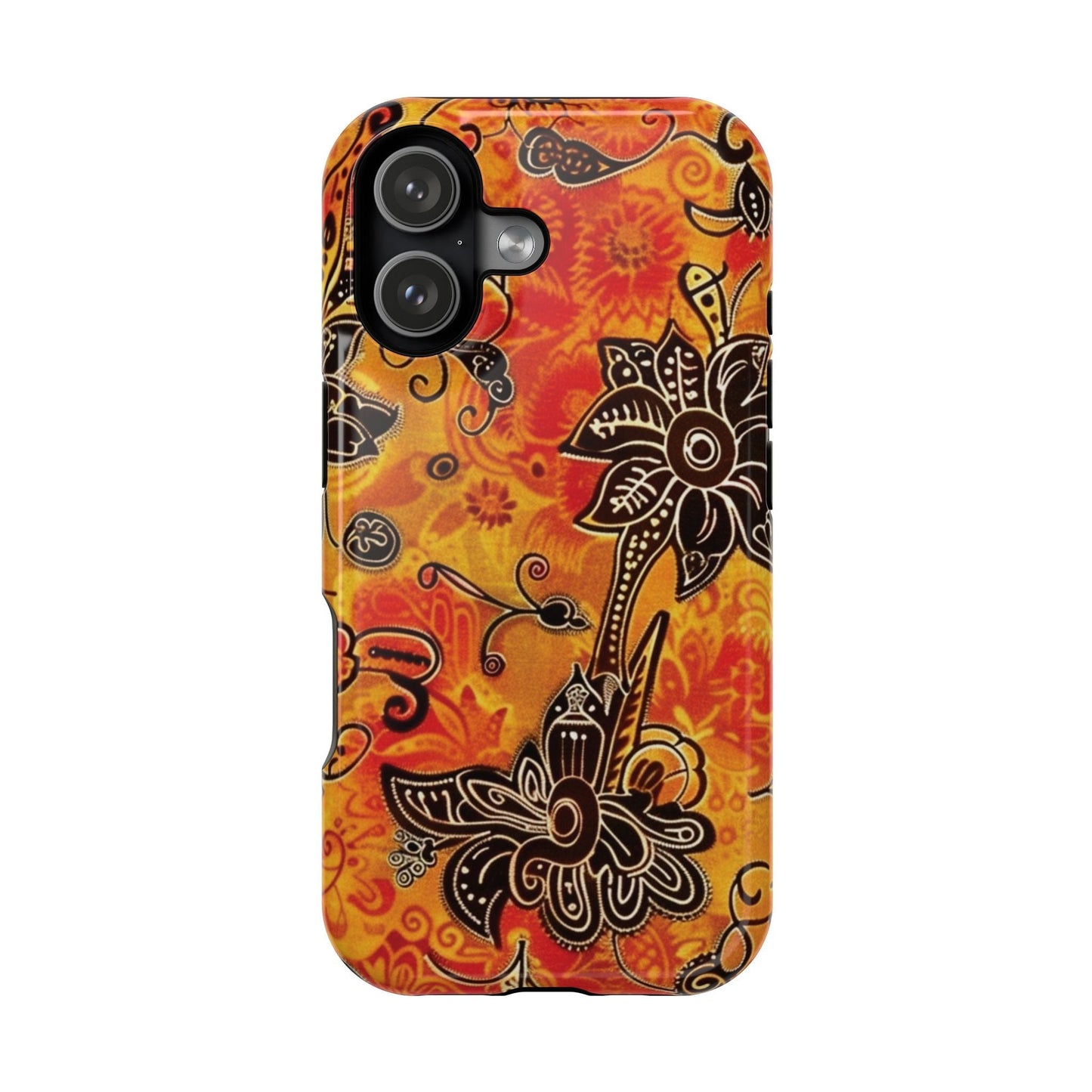 Floral Boho Magnetic Impact Phone Case — Orange Paisley Protecting Cover - DIGITAL X