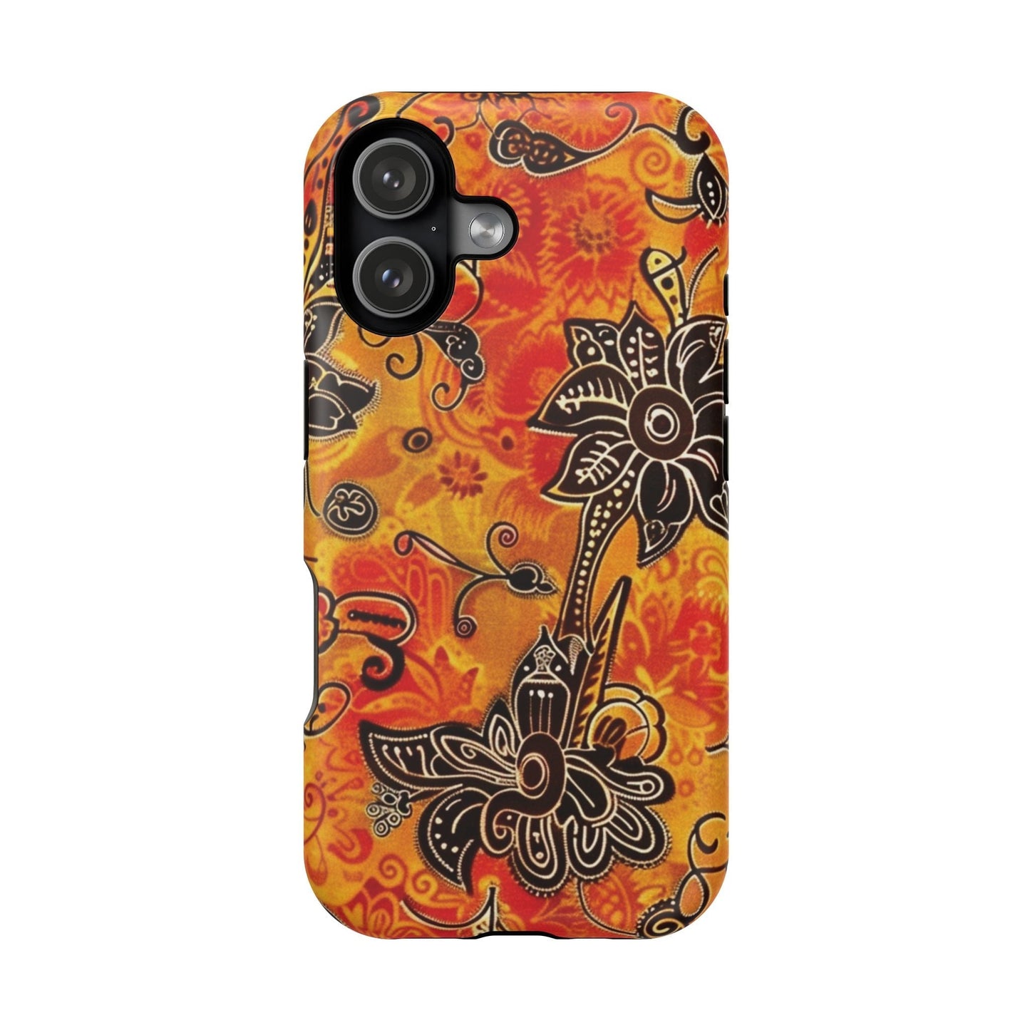 Floral Boho Magnetic Impact Phone Case — Orange Paisley Protecting Cover - DIGITAL X