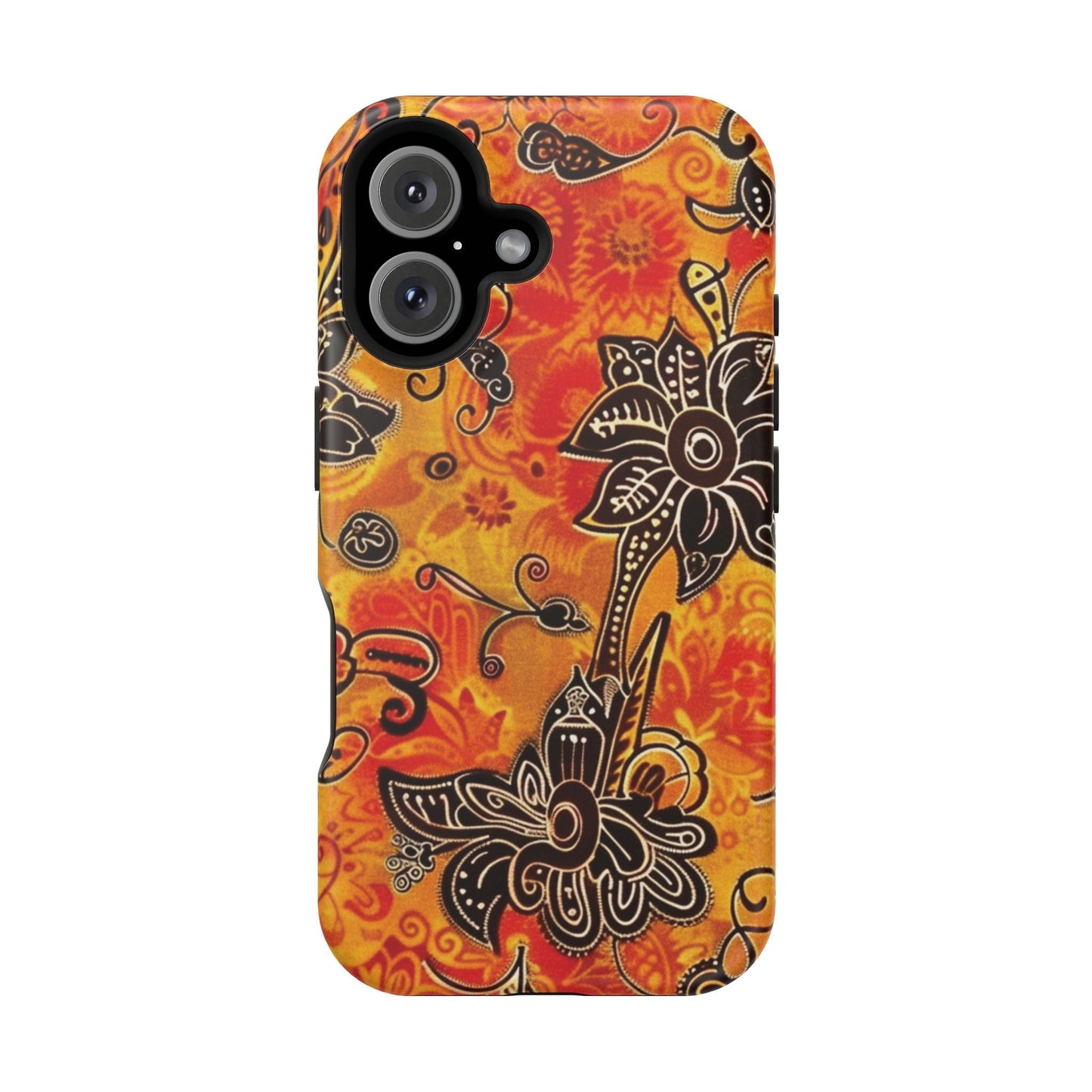 Floral Boho Magnetic Impact Phone Case — Orange Paisley Protecting Cover - DIGITAL X