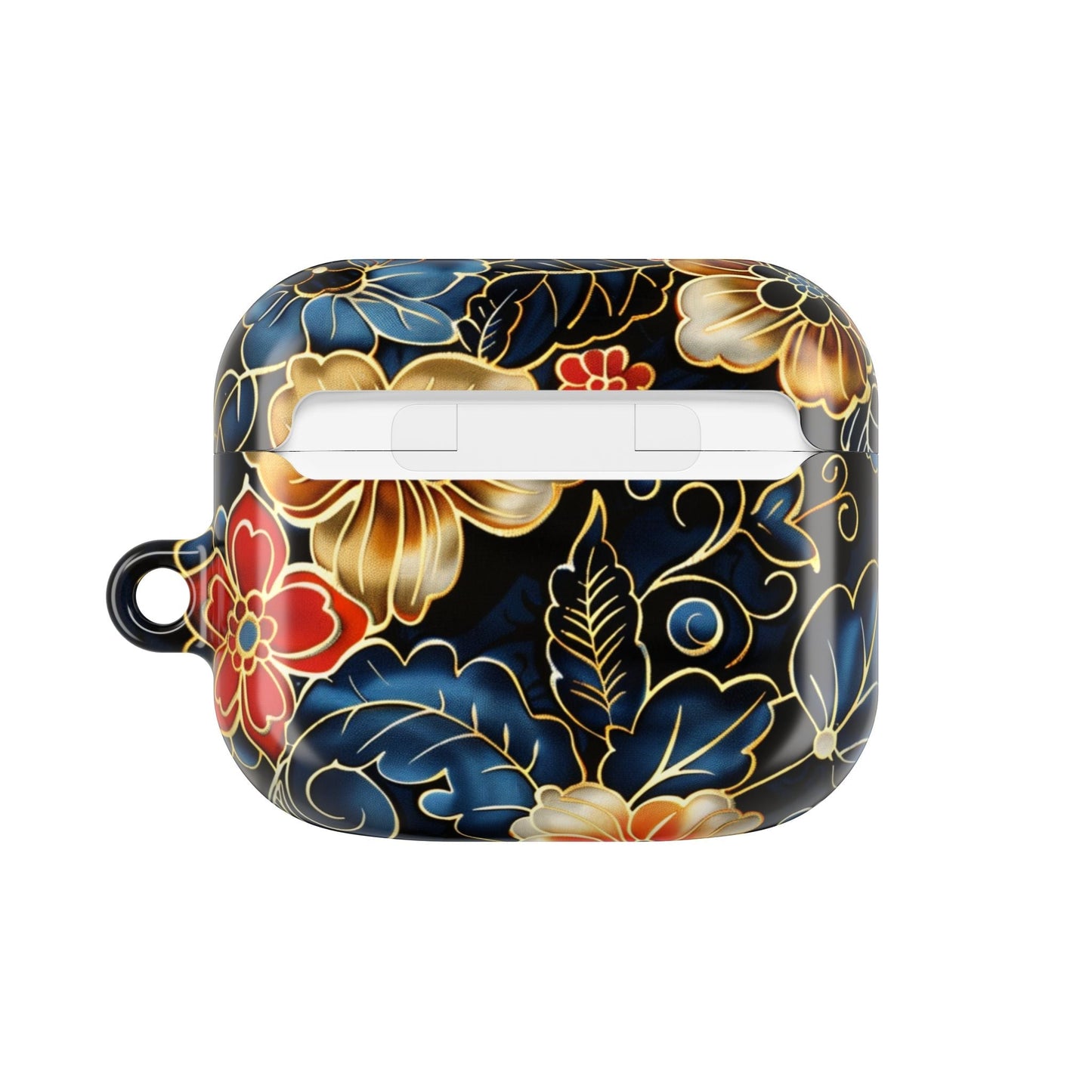 Floral Cloisonné AirPod Case – Vintage Gold & Navy Protective Cover - DIGITAL X