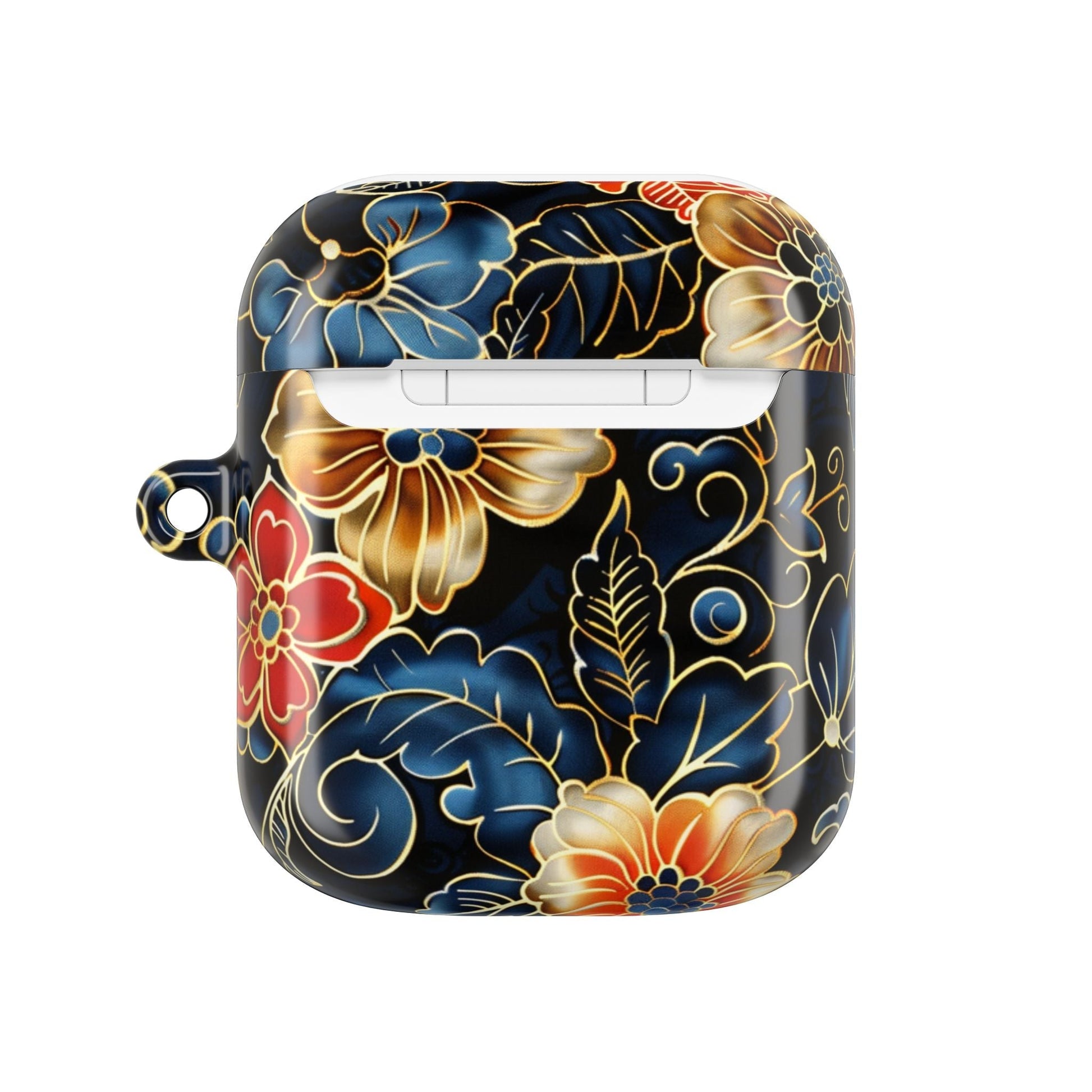Floral Cloisonné AirPod Case – Vintage Gold & Navy Protective Cover - DIGITAL X