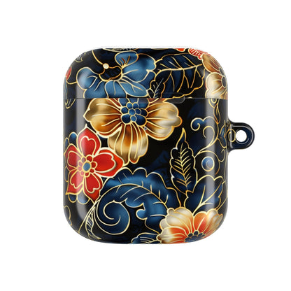 Floral Cloisonné AirPod Case – Vintage Gold & Navy Protective Cover - DIGITAL X