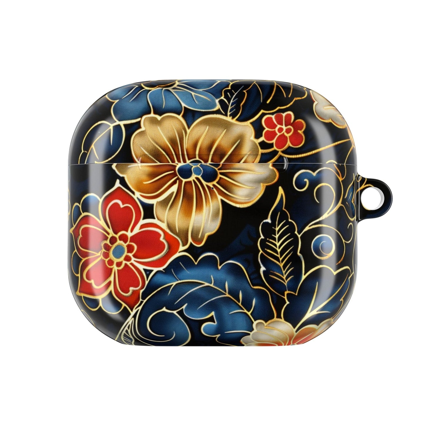 Floral Cloisonné AirPod Case – Vintage Gold & Navy Protective Cover - DIGITAL X
