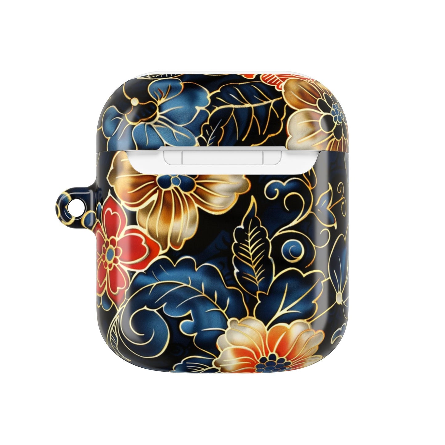 Floral Cloisonné AirPod Case – Vintage Gold & Navy Protective Cover - DIGITAL X