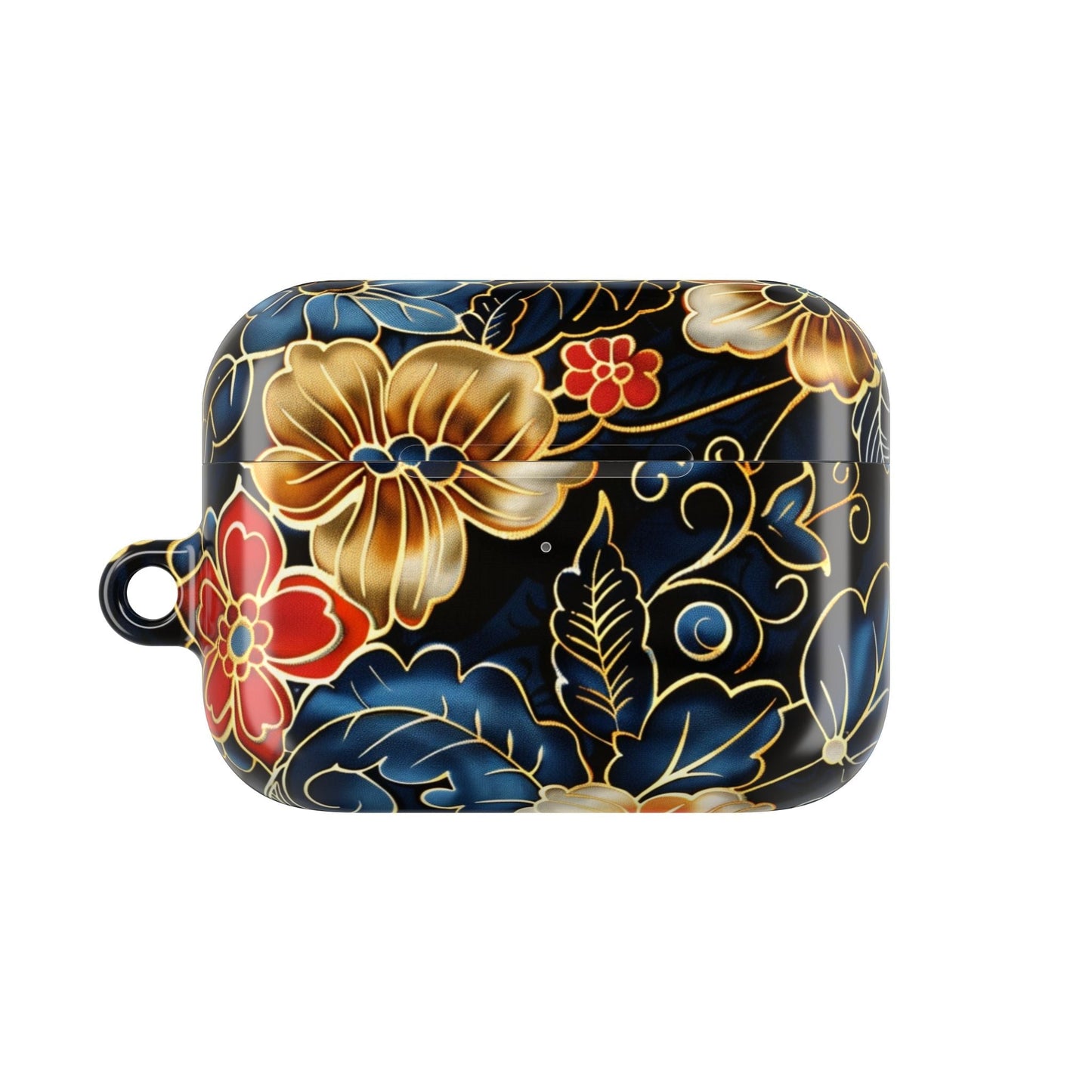 Floral Cloisonné AirPod Case – Vintage Gold & Navy Protective Cover - DIGITAL X