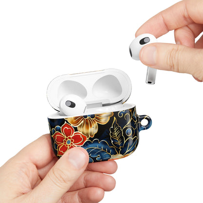 Floral Cloisonné AirPod Case – Vintage Gold & Navy Protective Cover - DIGITAL X
