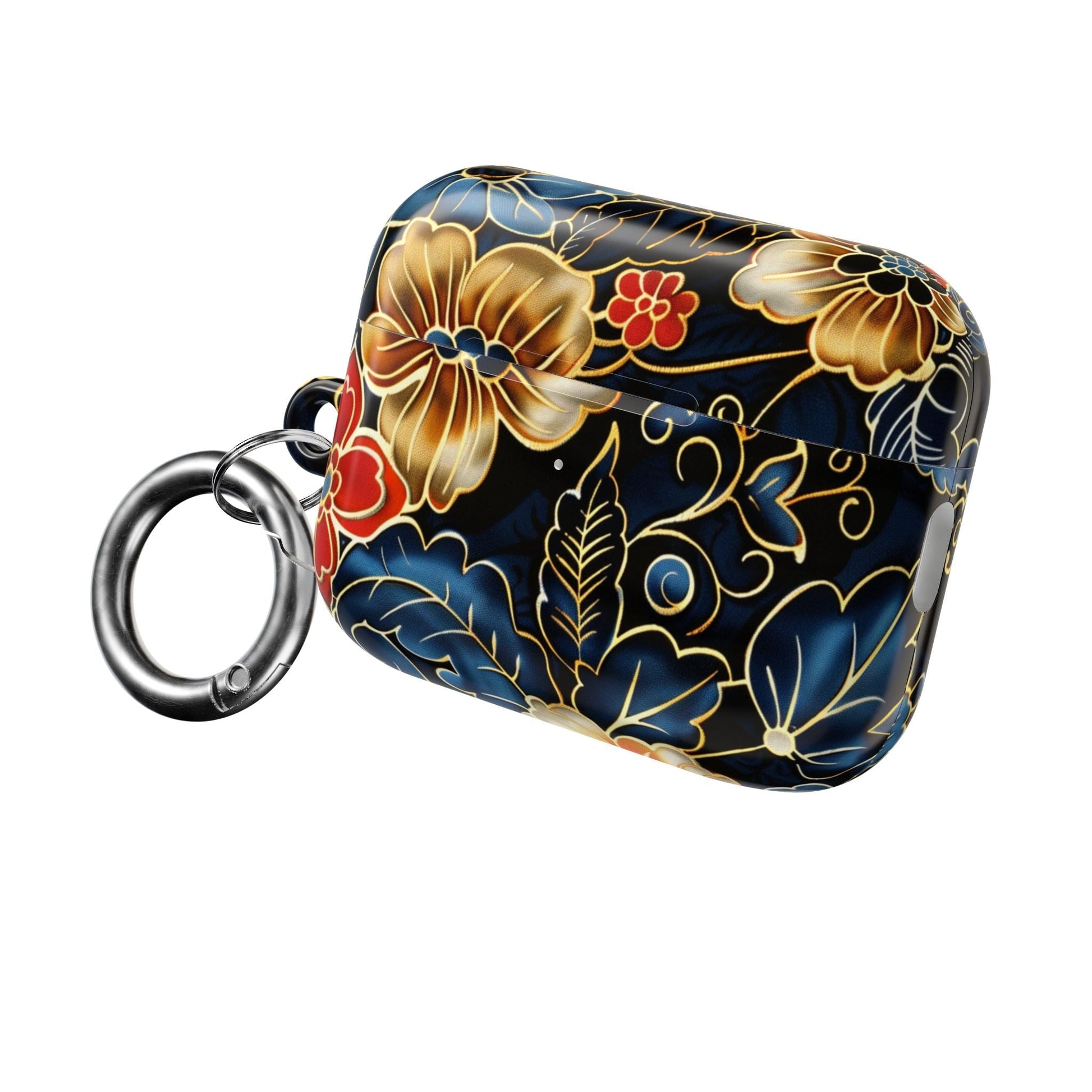 Floral Cloisonné AirPod Case – Vintage Gold & Navy Protective Cover - DIGITAL X