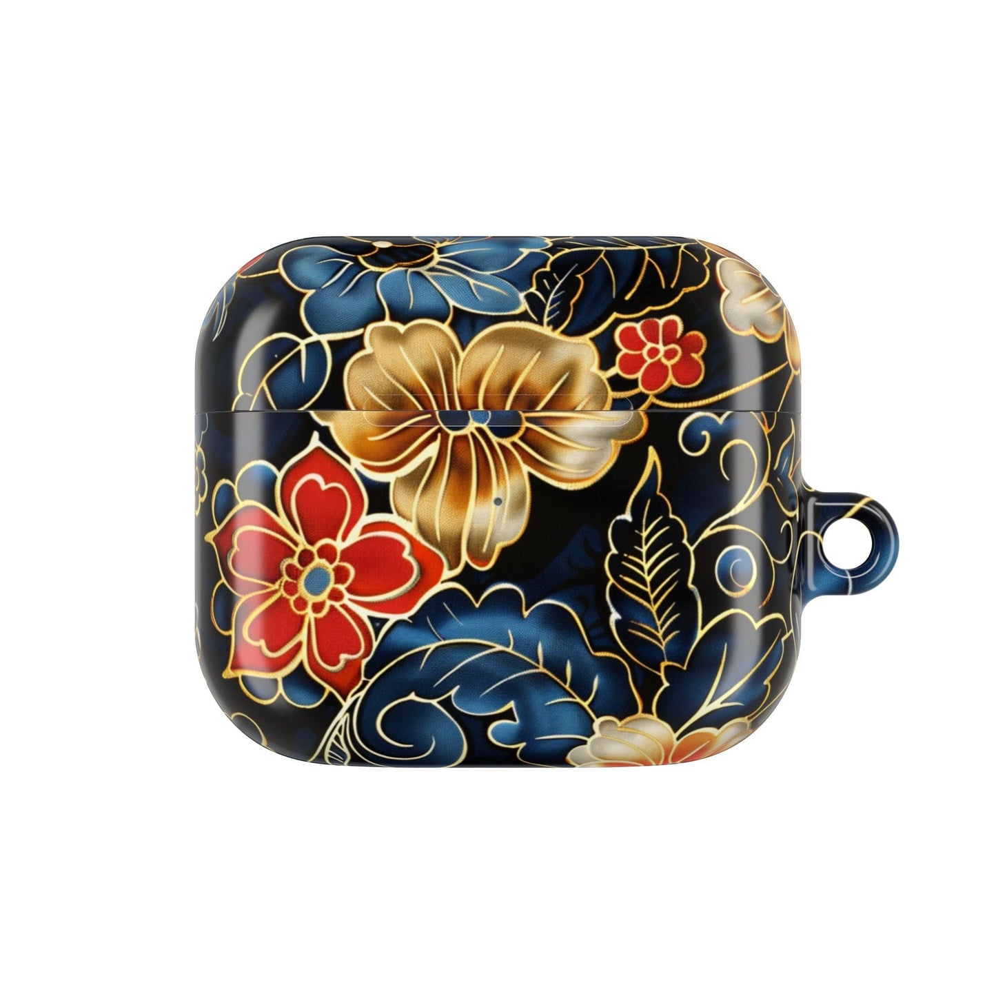 Floral Cloisonné AirPod Case – Vintage Gold & Navy Protective Cover - DIGITAL X