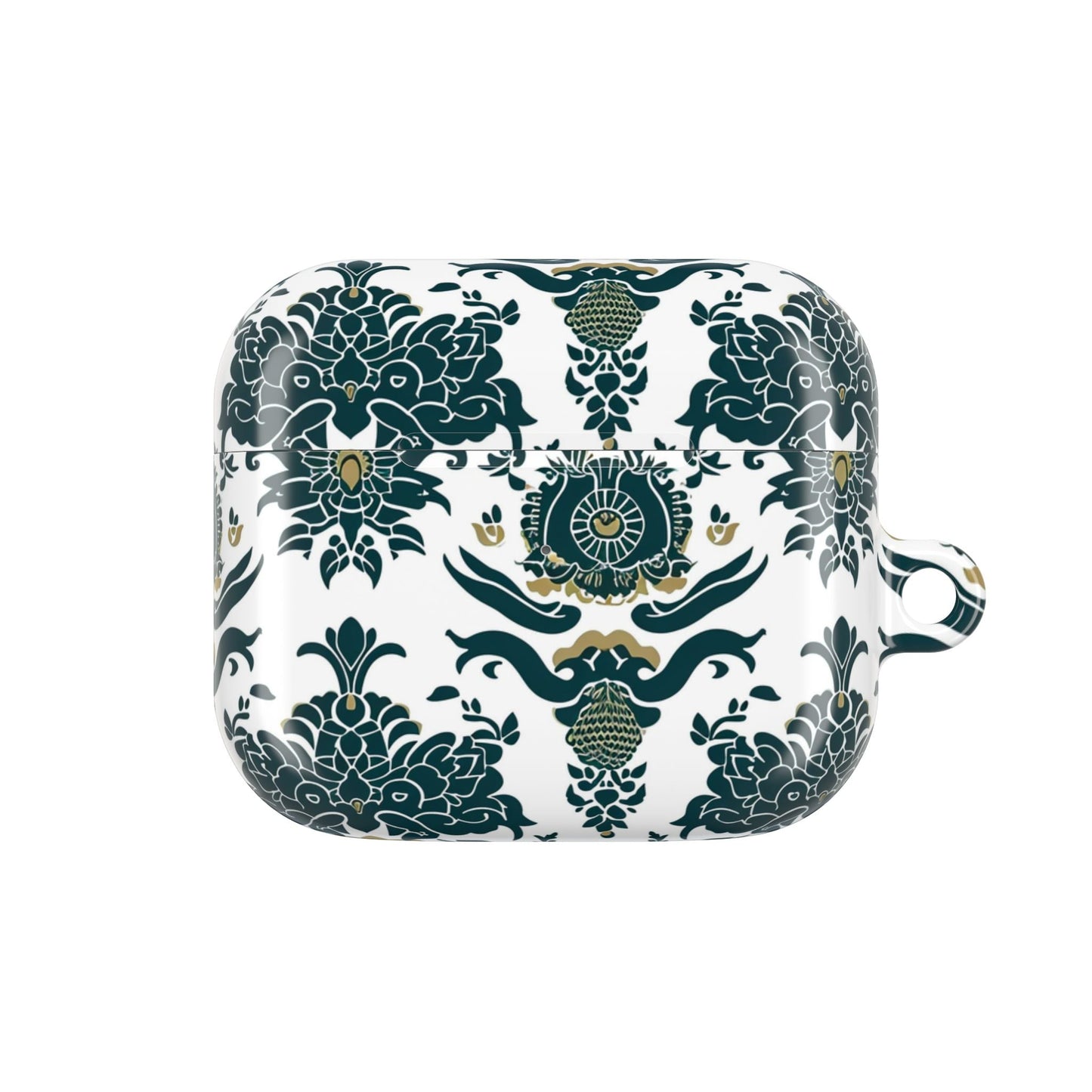 Floral Damask AirPod Case — Green & Gold Vintage Pattern - DIGITAL X