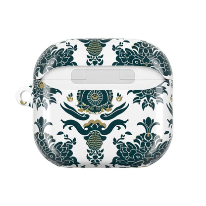 Floral Damask AirPod Case — Green & Gold Vintage Pattern - DIGITAL X