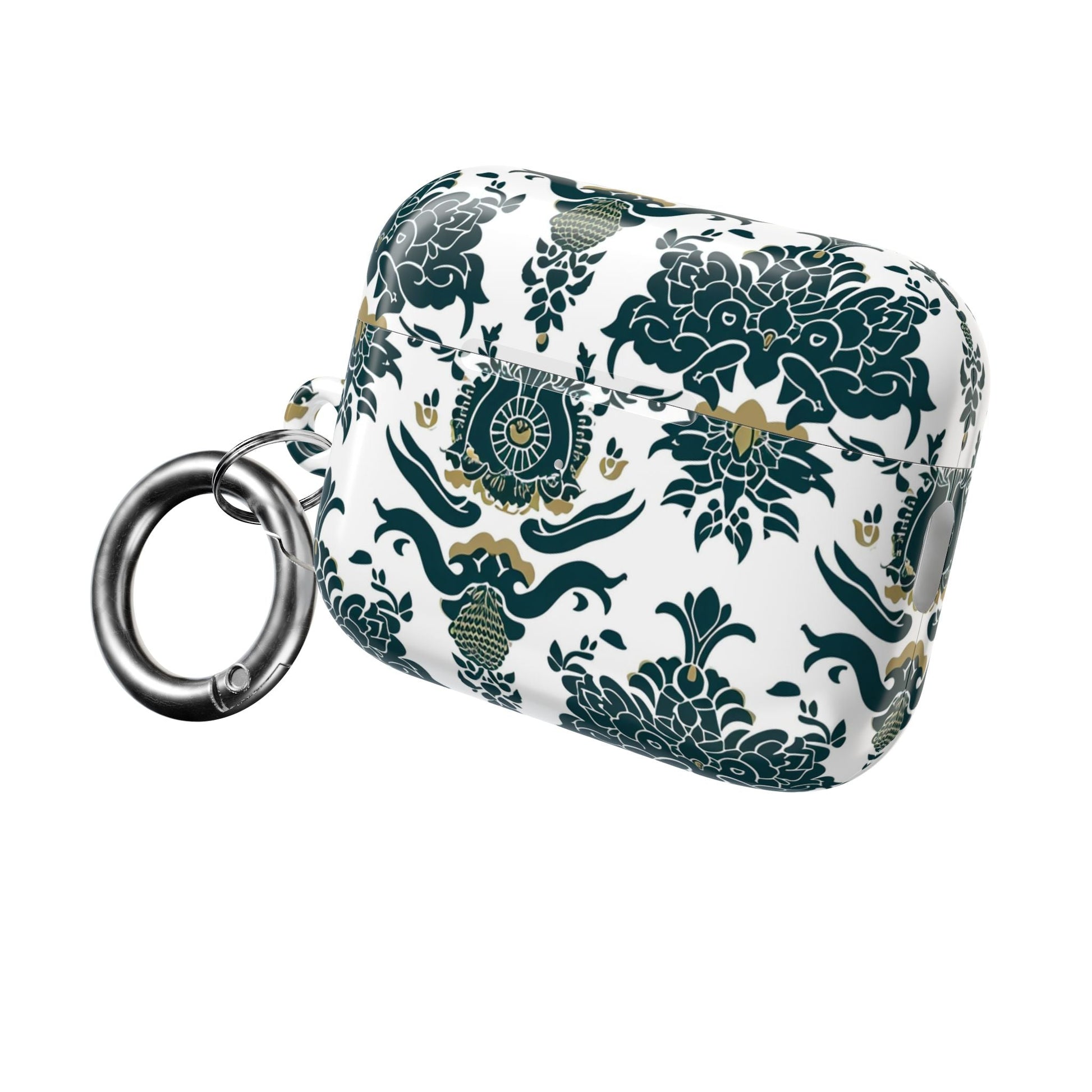 Floral Damask AirPod Case — Green & Gold Vintage Pattern - DIGITAL X