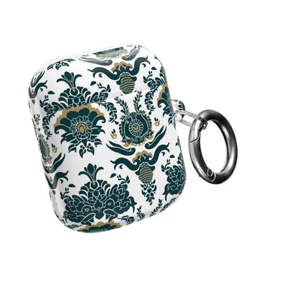Floral Damask AirPod Case — Green & Gold Vintage Pattern - DIGITAL X