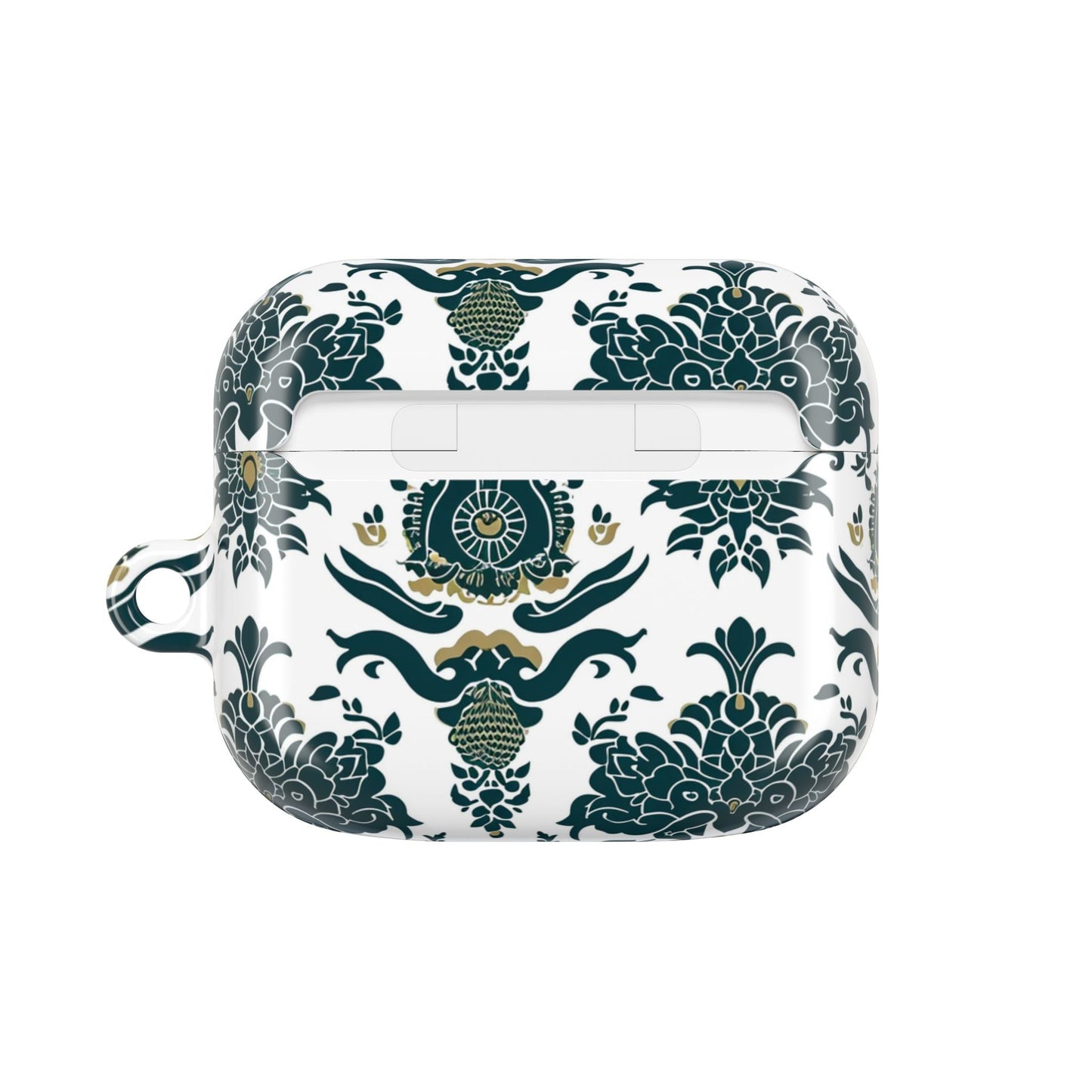 Floral Damask AirPod Case — Green & Gold Vintage Pattern - DIGITAL X