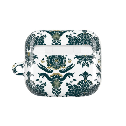 Floral Damask AirPod Case — Green & Gold Vintage Pattern - DIGITAL X