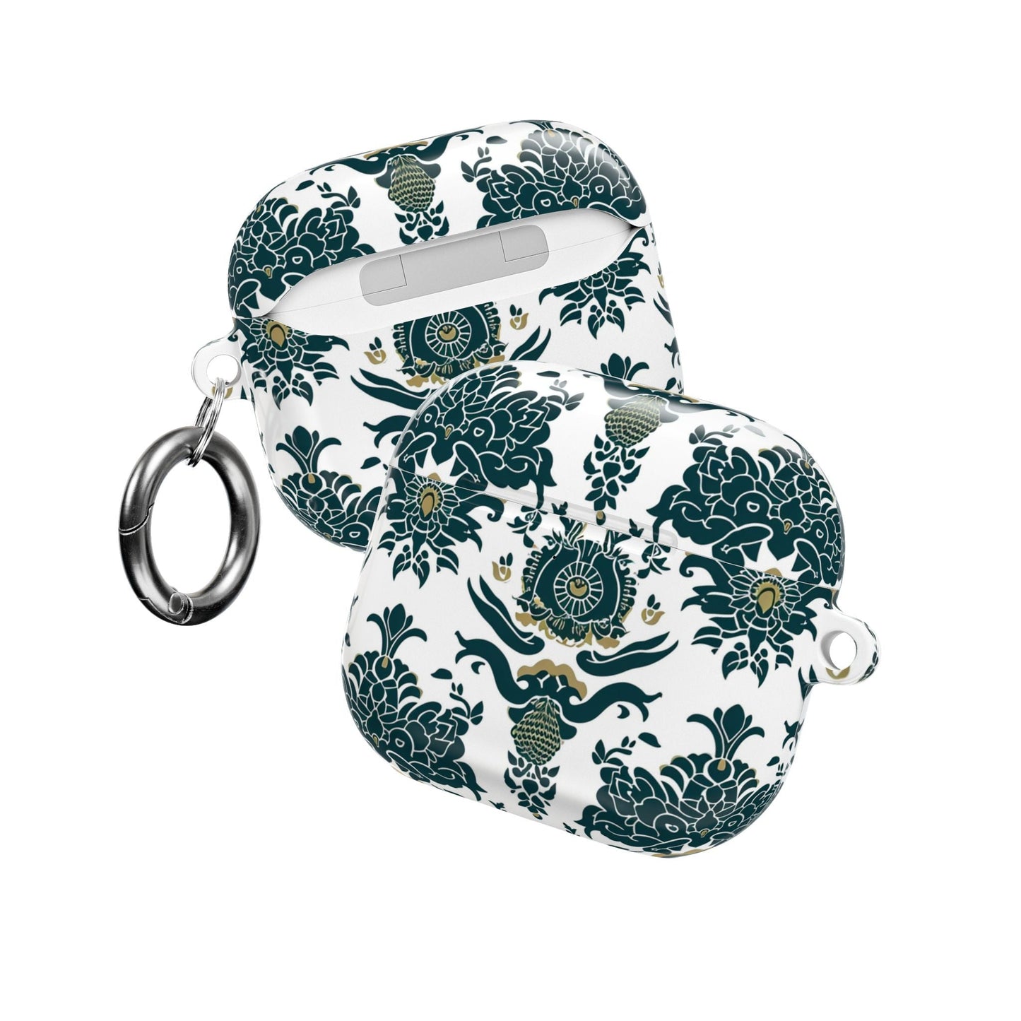 Floral Damask AirPod Case — Green & Gold Vintage Pattern - DIGITAL X