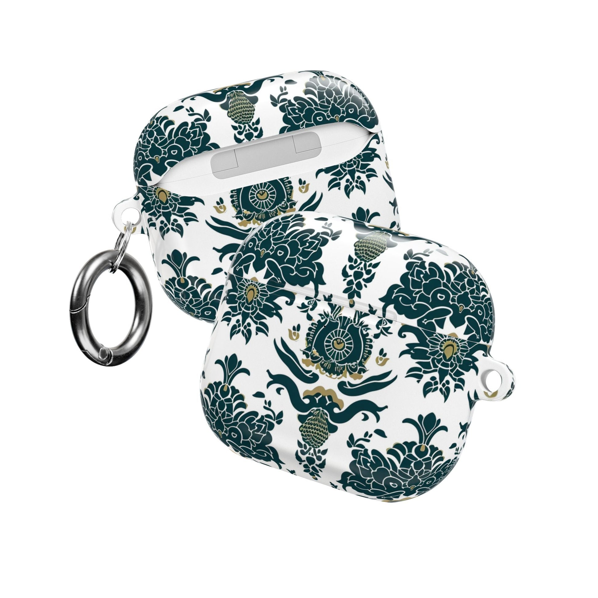 Floral Damask AirPod Case — Green & Gold Vintage Pattern - DIGITAL X
