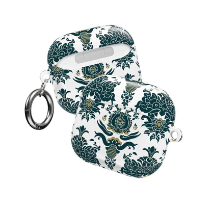 Floral Damask AirPod Case — Green & Gold Vintage Pattern - DIGITAL X