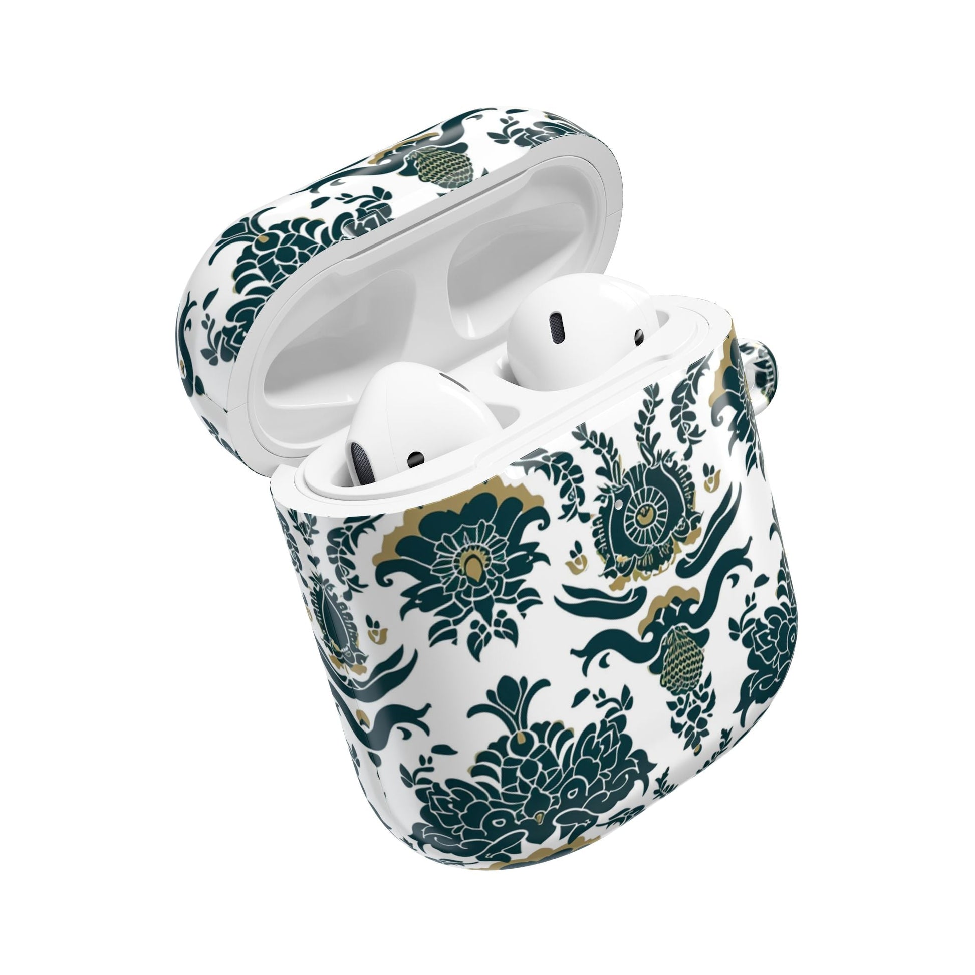 Floral Damask AirPod Case — Green & Gold Vintage Pattern - DIGITAL X