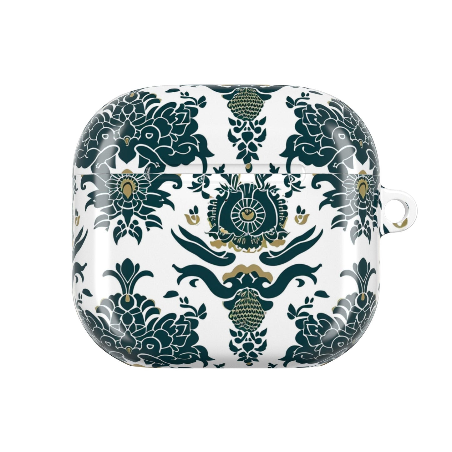 Floral Damask AirPod Case — Green & Gold Vintage Pattern - DIGITAL X