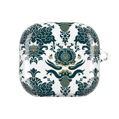 Floral Damask AirPod Case — Green & Gold Vintage Pattern - DIGITAL X