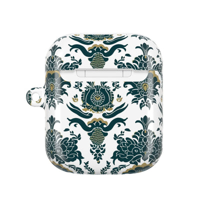 Floral Damask AirPod Case — Green & Gold Vintage Pattern - DIGITAL X