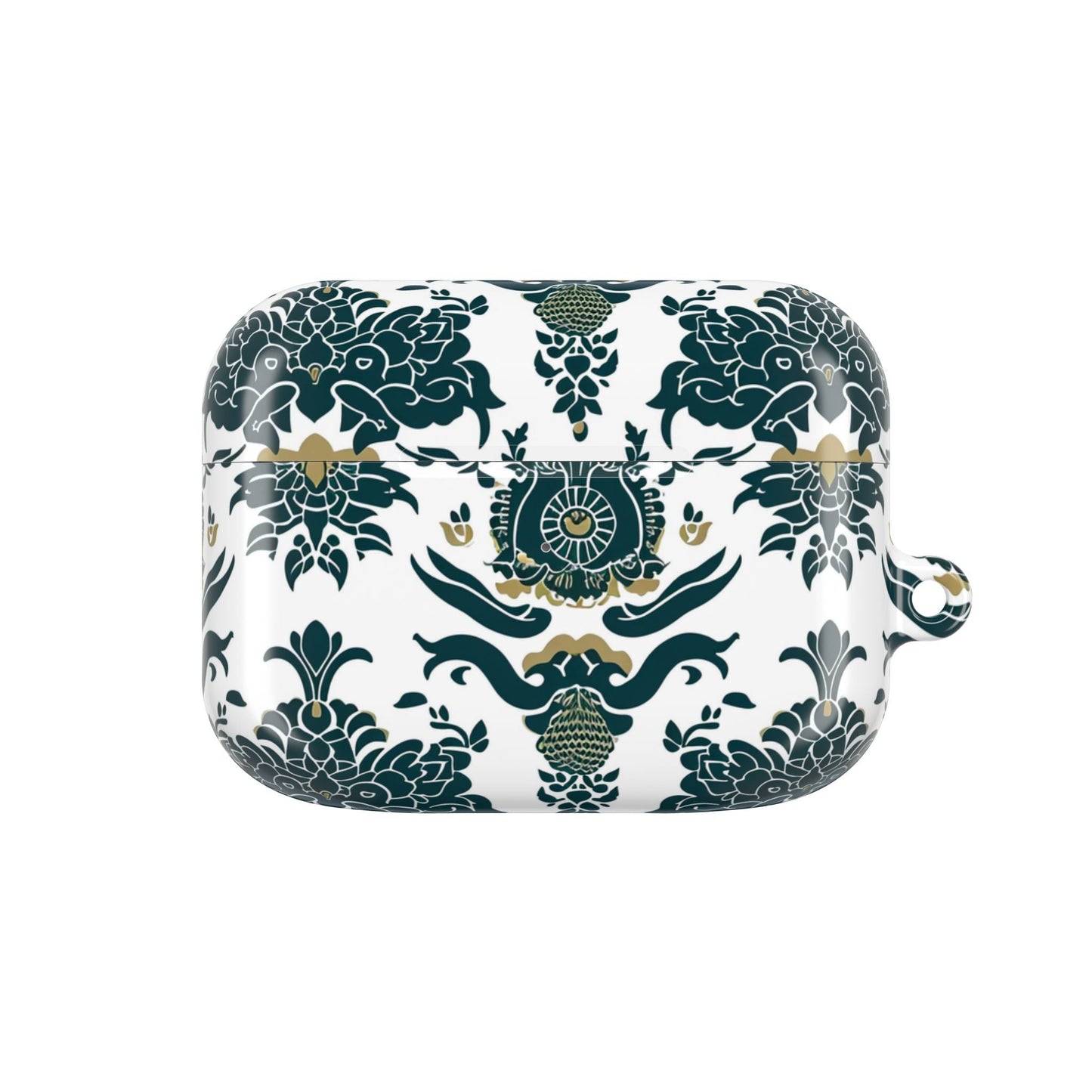 Floral Damask AirPod Case — Green & Gold Vintage Pattern - DIGITAL X