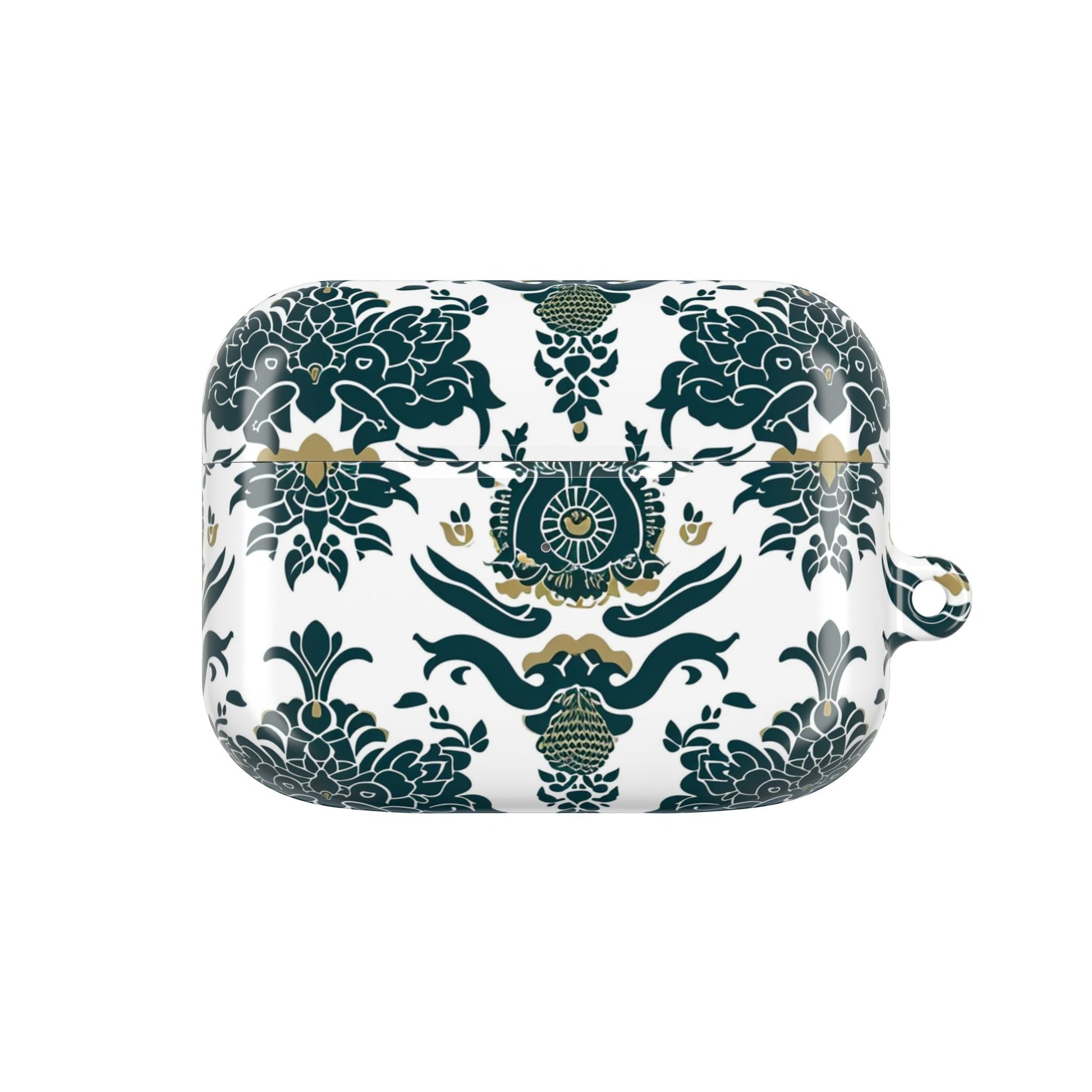 Floral Damask AirPod Case — Green & Gold Vintage Pattern - DIGITAL X