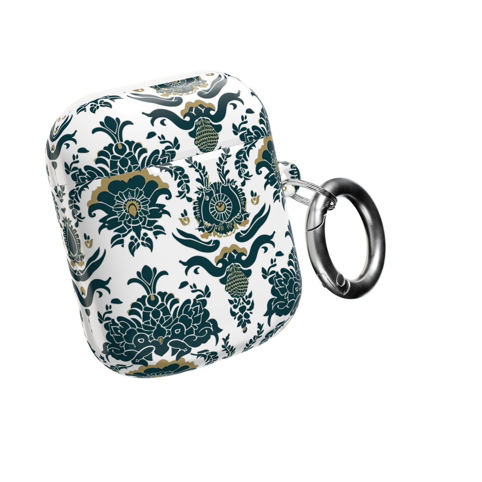 Floral Damask AirPod Case — Green & Gold Vintage Pattern - DIGITAL X