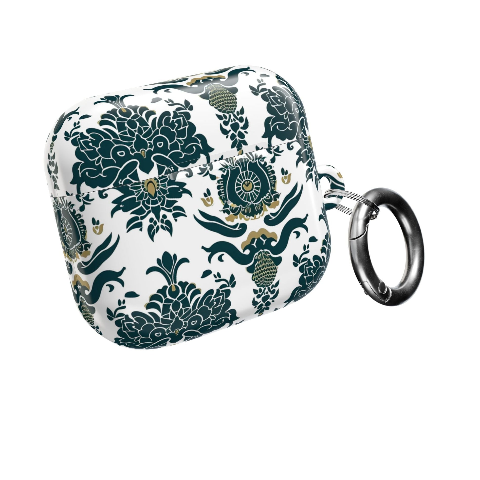Floral Damask AirPod Case — Green & Gold Vintage Pattern - DIGITAL X