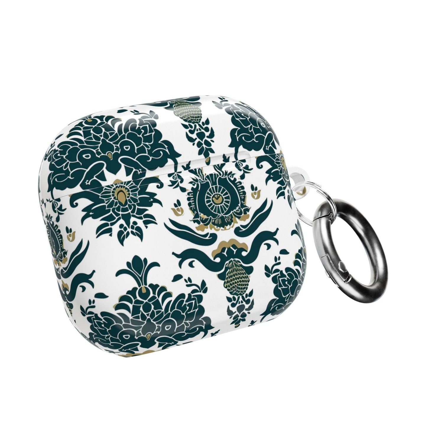 Floral Damask AirPod Case — Green & Gold Vintage Pattern - DIGITAL X