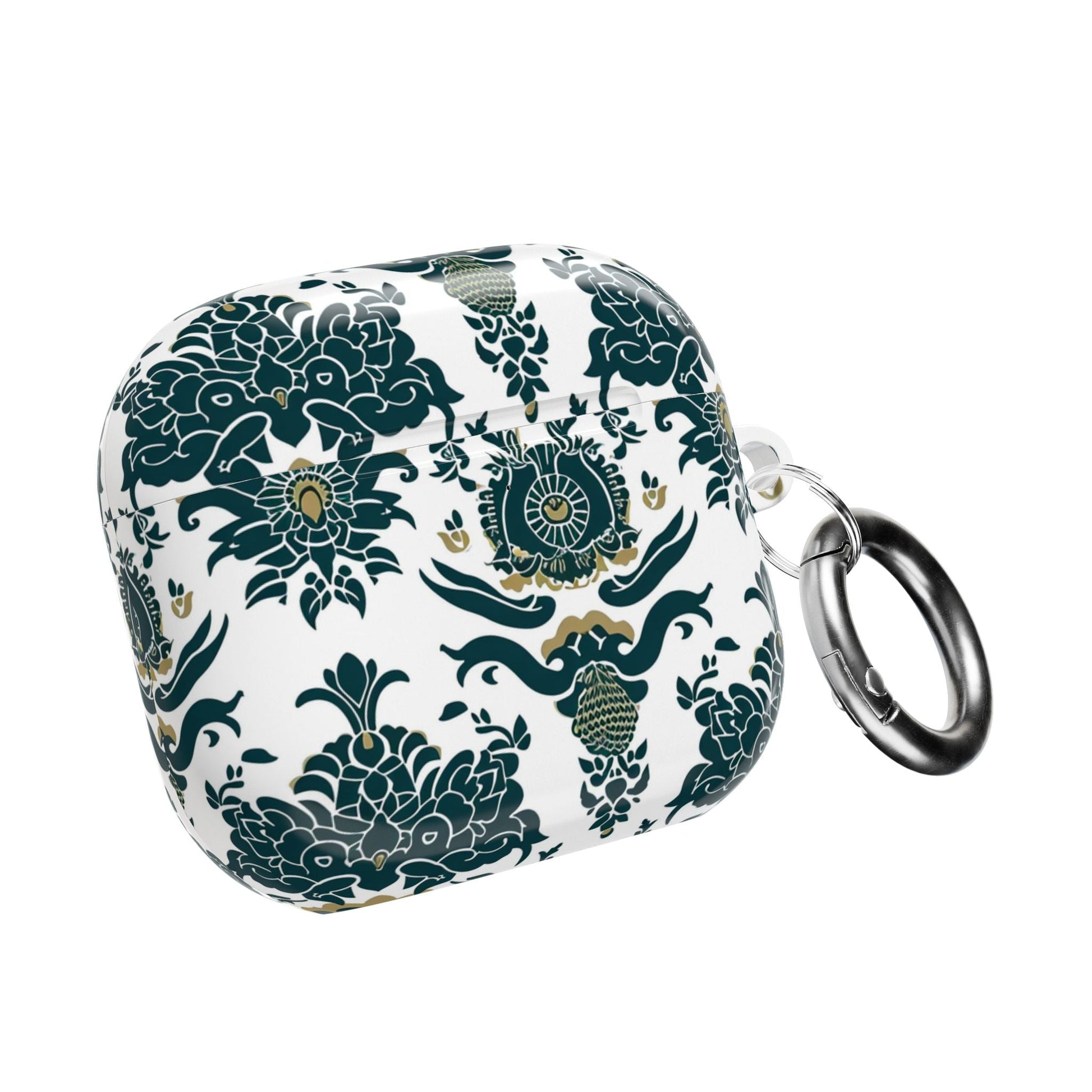 Floral Damask AirPod Case — Green & Gold Vintage Pattern - DIGITAL X
