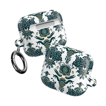 Floral Damask AirPod Case — Green & Gold Vintage Pattern - DIGITAL X