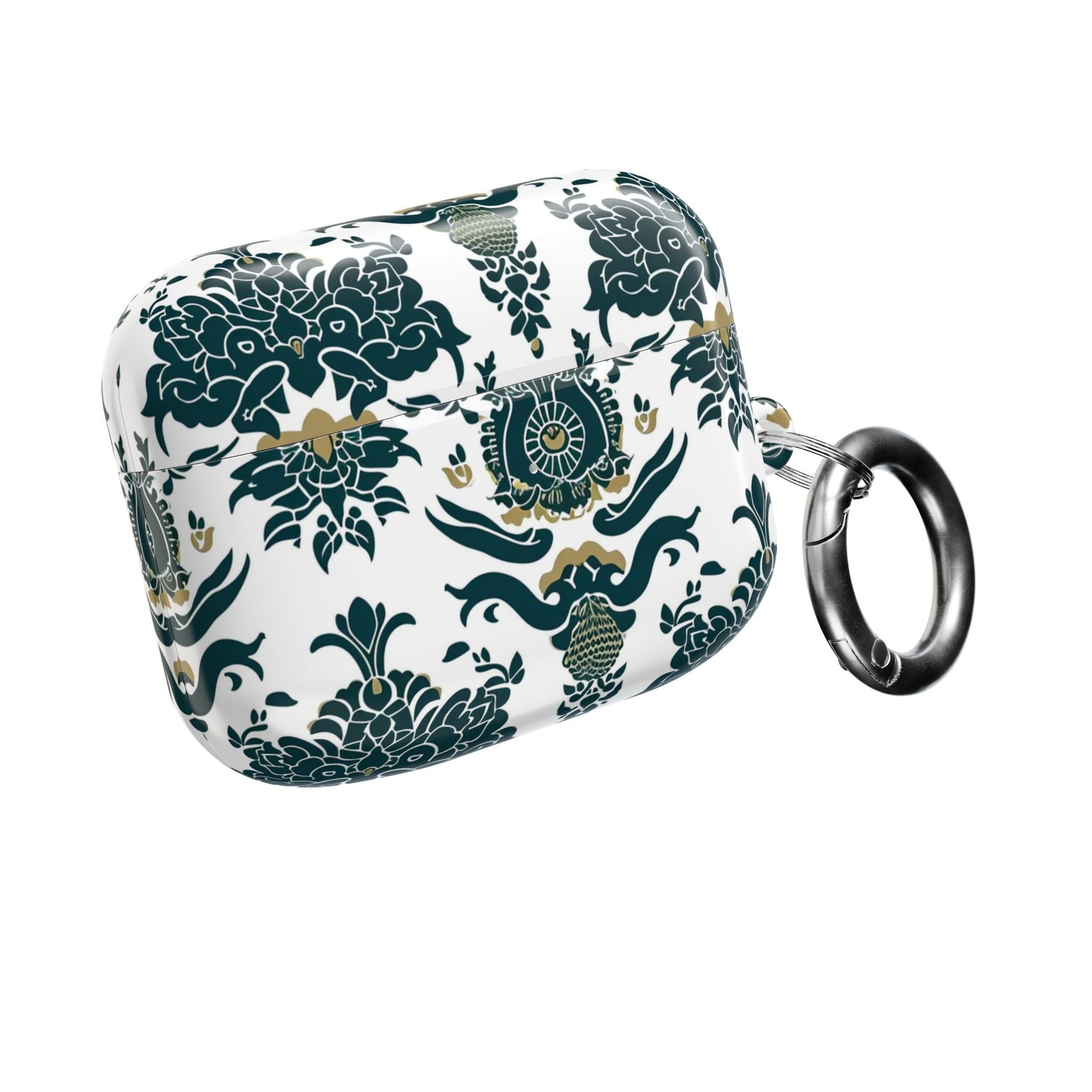Floral Damask AirPod Case — Green & Gold Vintage Pattern - DIGITAL X