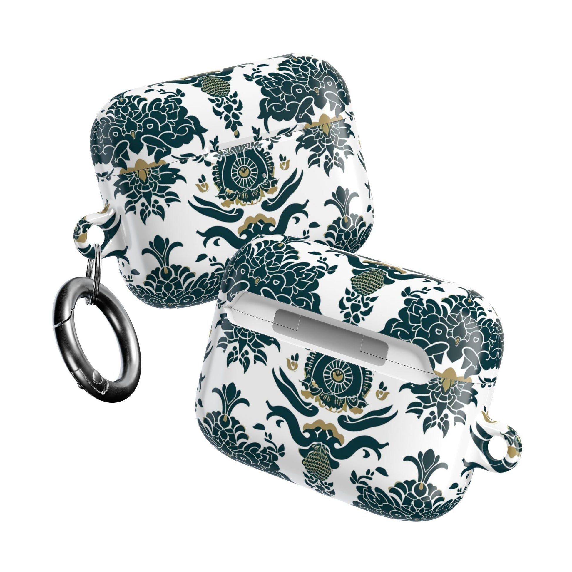 Floral Damask AirPod Case — Green & Gold Vintage Pattern - DIGITAL X