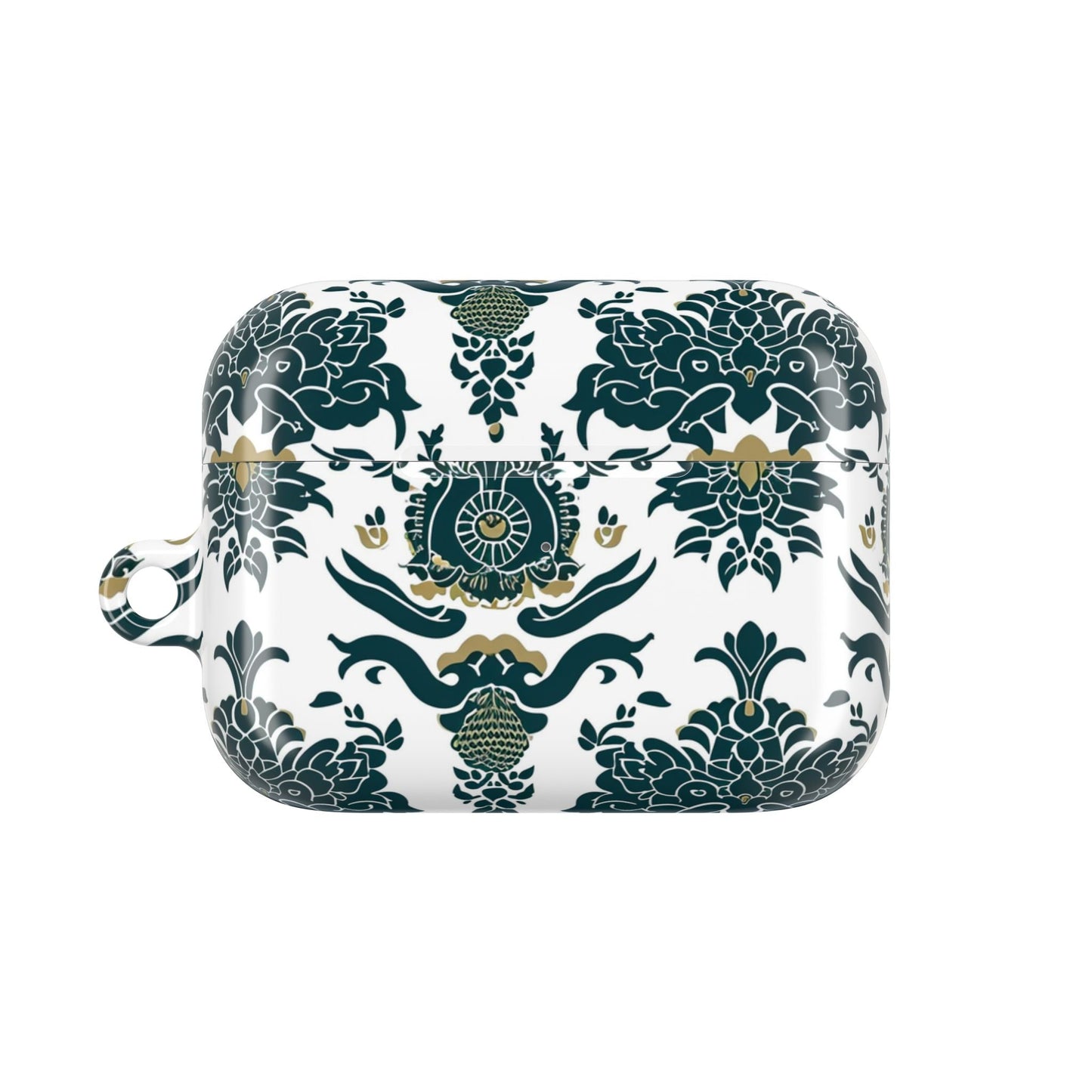Floral Damask AirPod Case — Green & Gold Vintage Pattern - DIGITAL X