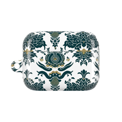 Floral Damask AirPod Case — Green & Gold Vintage Pattern - DIGITAL X