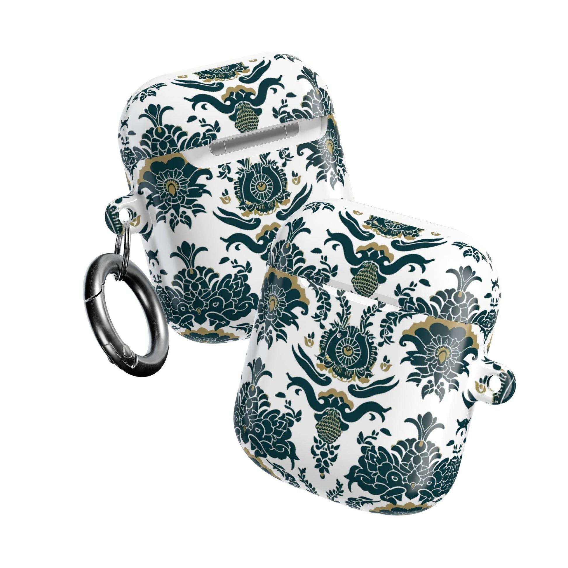 Floral Damask AirPod Case — Green & Gold Vintage Pattern - DIGITAL X