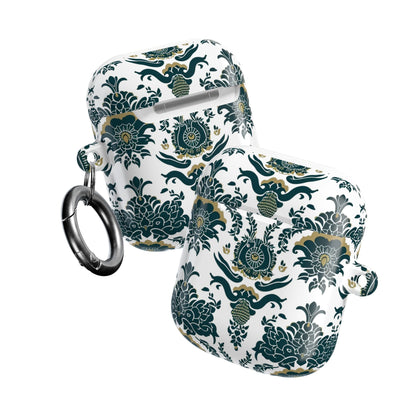 Floral Damask AirPod Case — Green & Gold Vintage Pattern - DIGITAL X