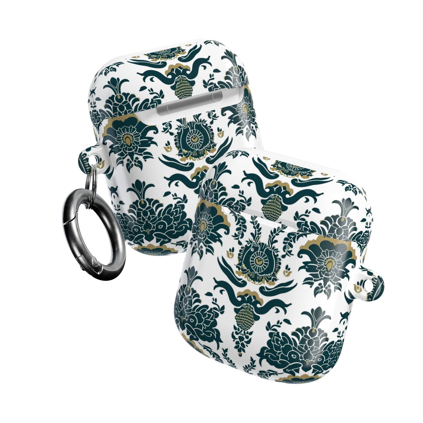 Floral Damask AirPod Case — Green & Gold Vintage Pattern - DIGITAL X