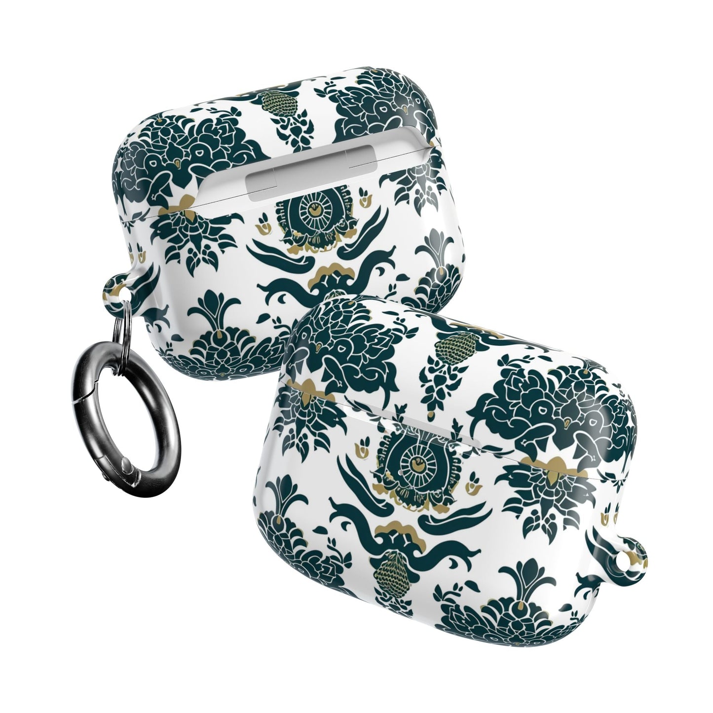 Floral Damask AirPod Case — Green & Gold Vintage Pattern - DIGITAL X
