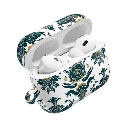Floral Damask AirPod Case — Green & Gold Vintage Pattern - DIGITAL X