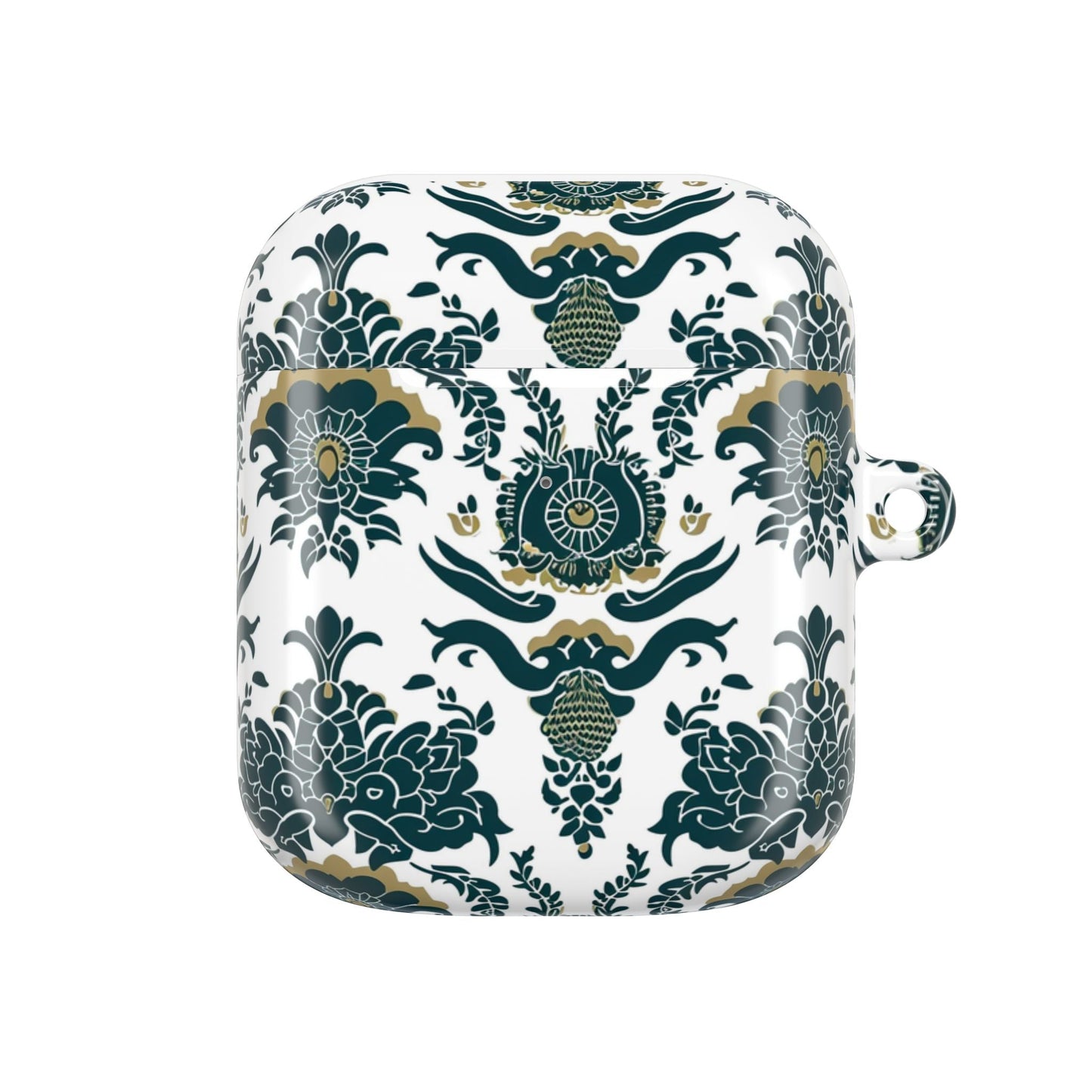 Floral Damask AirPod Case — Green & Gold Vintage Pattern - DIGITAL X