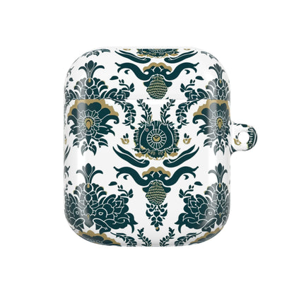 Floral Damask AirPod Case — Green & Gold Vintage Pattern - DIGITAL X
