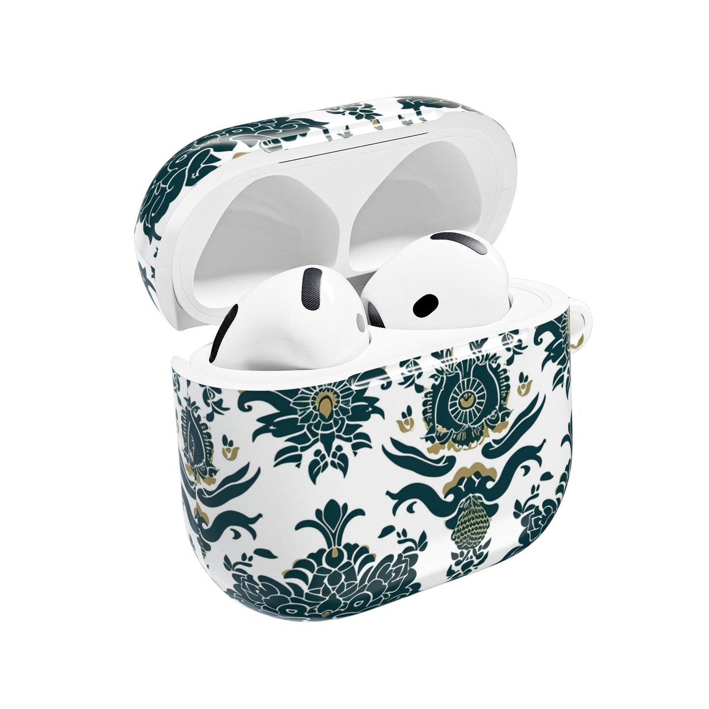 Floral Damask AirPod Case — Green & Gold Vintage Pattern - DIGITAL X