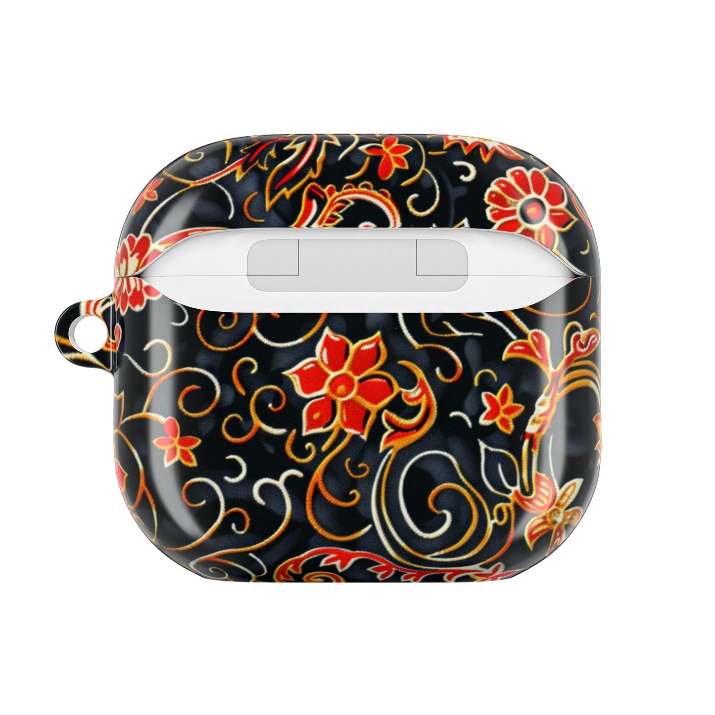 Floral Filigree AirPod Case — Black & Red Decorative Protective Cover - DIGITAL X
